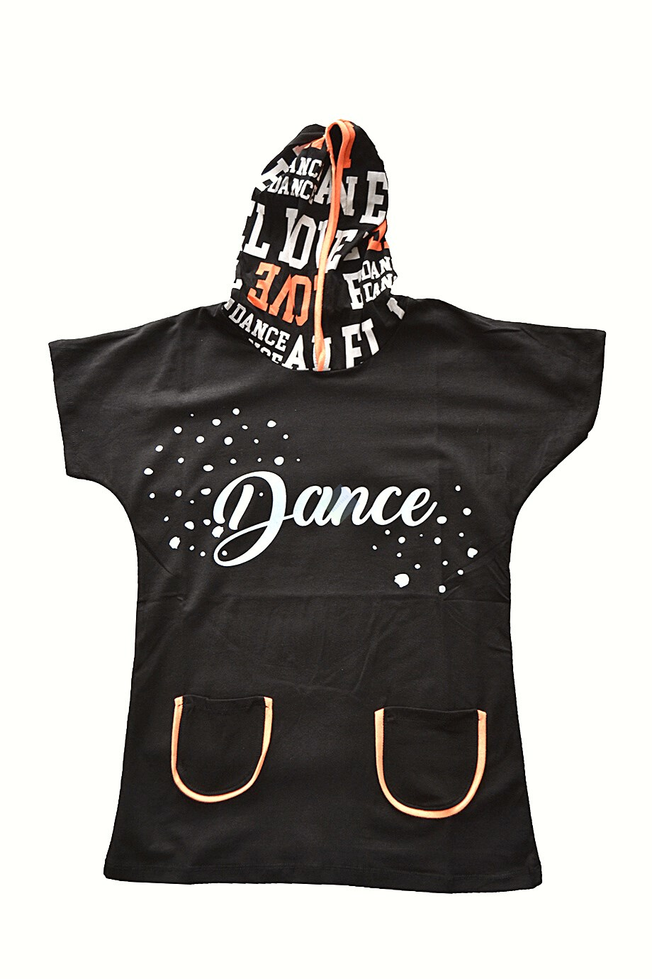 Siyah Kapüşonlu Dance Yazılı Tişört