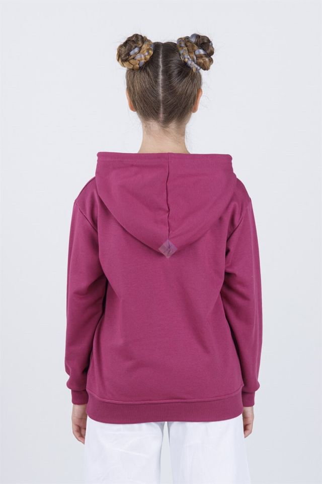Mor Kapüşonlu Sweatshirt