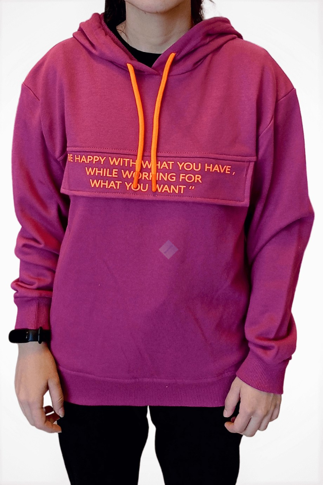 Mor Kapüşonlu Sweatshirt