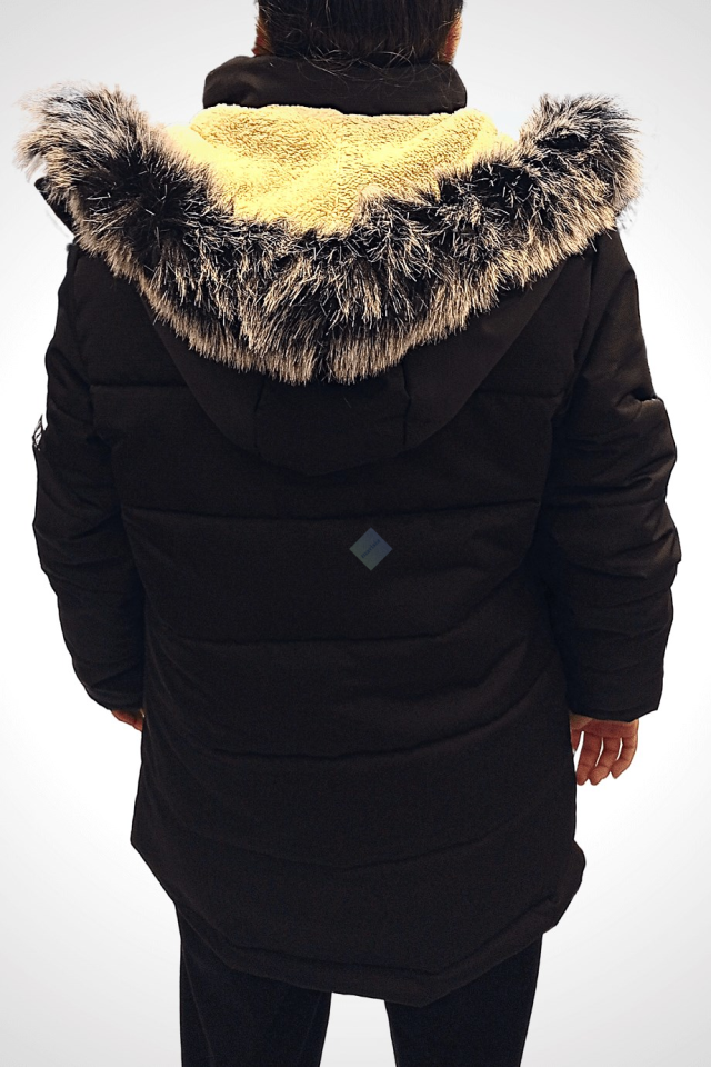 Unisex Çocuk Siyah İçi Peluş Mont Kaban