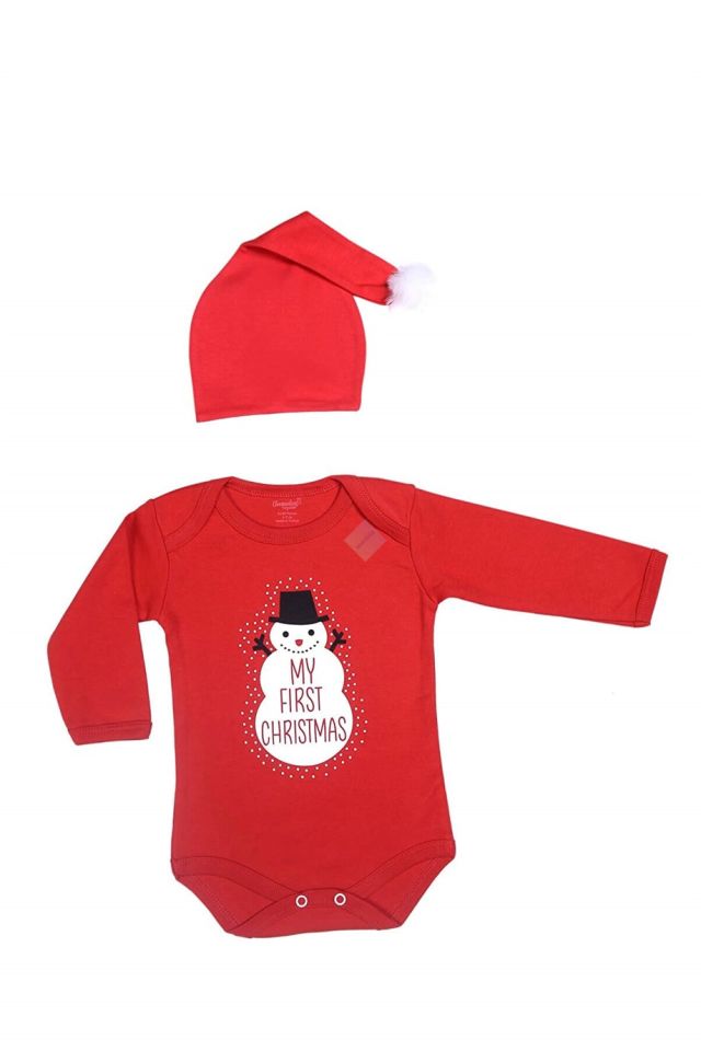 Yılbaşı Temalı Bebek Body & Şapka Takım
