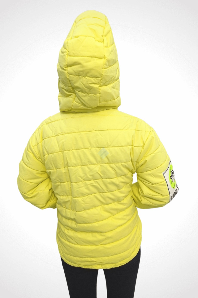 Sarı Kapüşonlu Şişme Mont