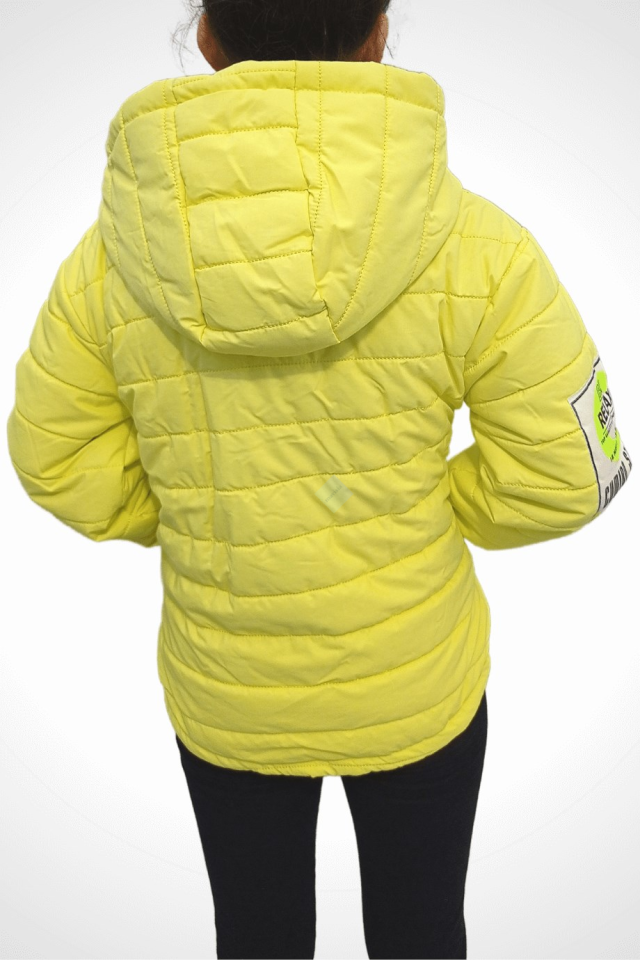 Sarı Kapüşonlu Şişme Mont