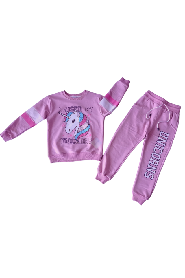 Unicorn Baskılı Pembe Eşofman Takım