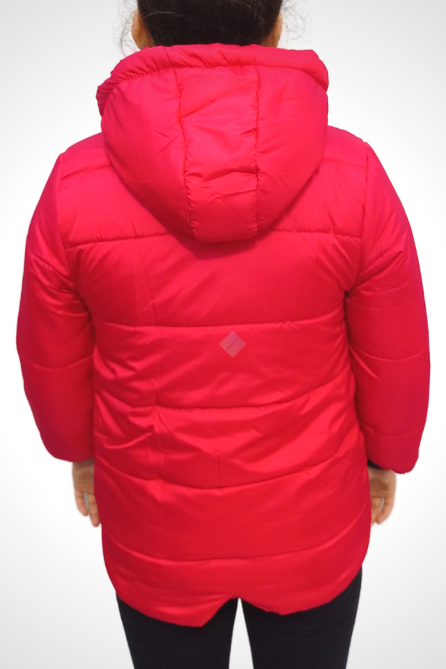 Unisex Çocuk Kırmızı Kapüşonlu Mont