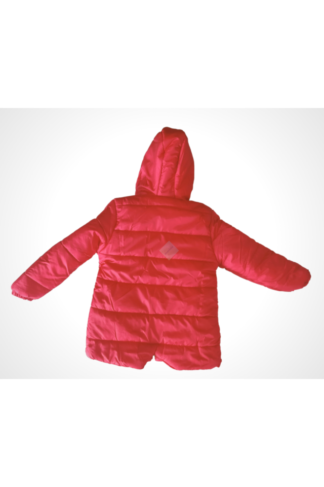 Unisex Çocuk Kırmızı Kapüşonlu Mont