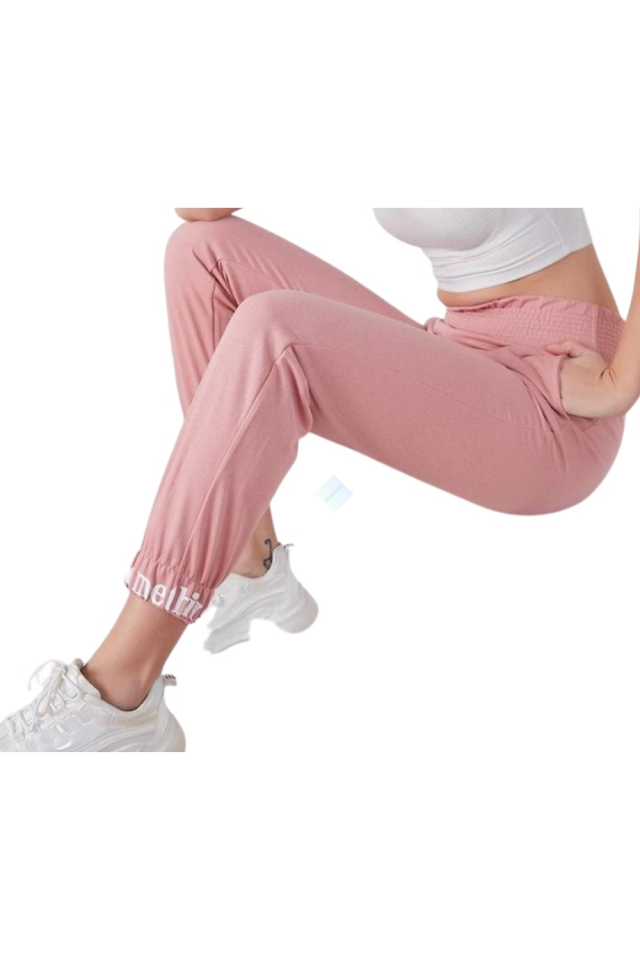 Kadın Pudra Pembe Jogger Cepli Mevsimlik Eşofman
